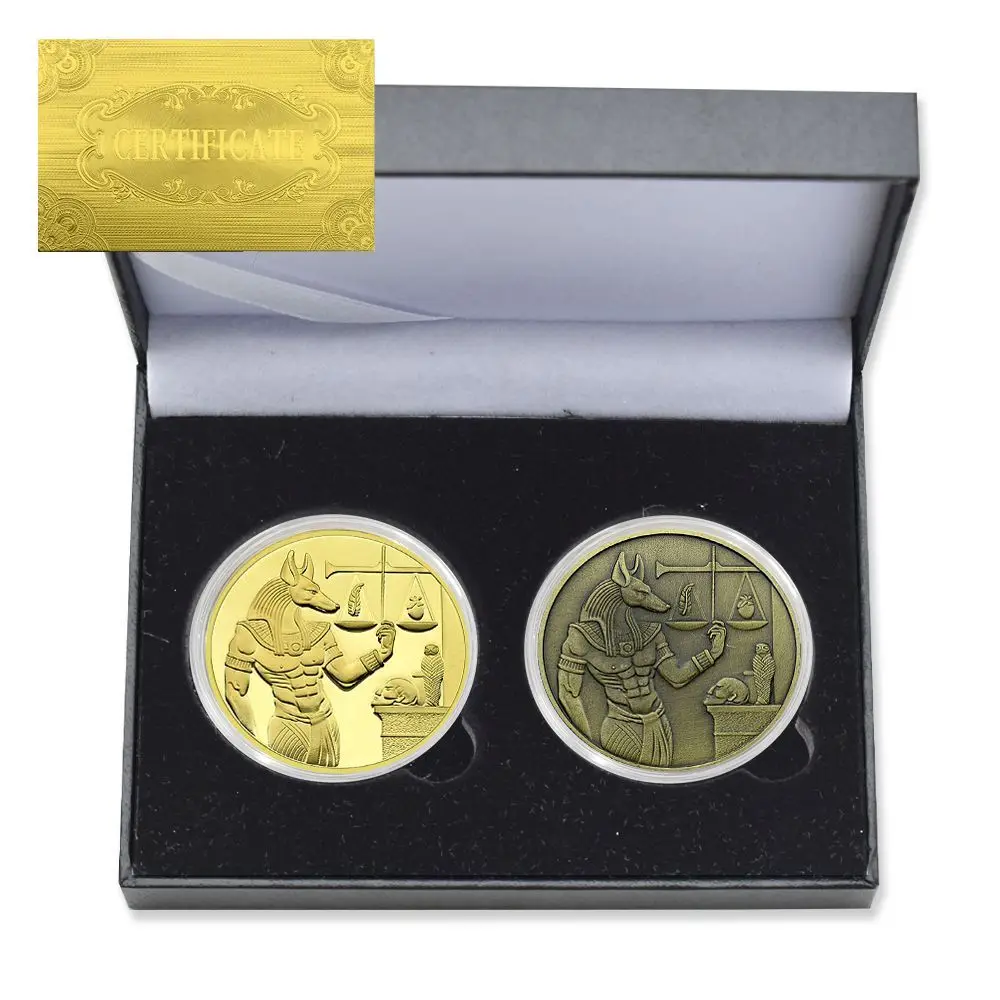 Gold-plated Ancient Egyptian Goddess Isis Commemorative Coin Pharaoh Anubis Collectible Coin