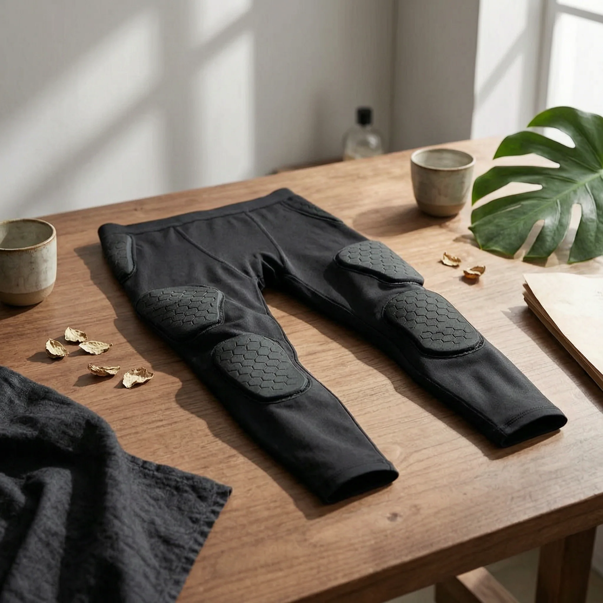 パッド入りゴールキーパーパンツ-コンプレッションフィット-パッド入りトレーニングレギンス-サイクリングタイツ-通気性メッシュ-スポーツプロテクション