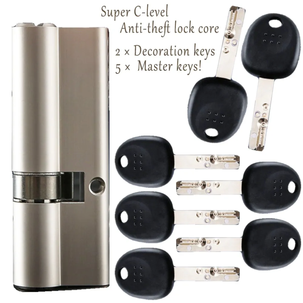 High Quality European Standard Cylinder Female Suspension Bead Anti-theft Copper Lock Core Universal Door Lock 7pcs Keys No knob