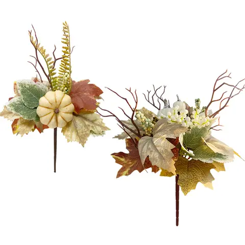 2024 NewArtificial Flowers for Party Artificial Fall Bouquet Fake Maple Leaves Pumpkins Berries for Home Kitchen Halloween Decor