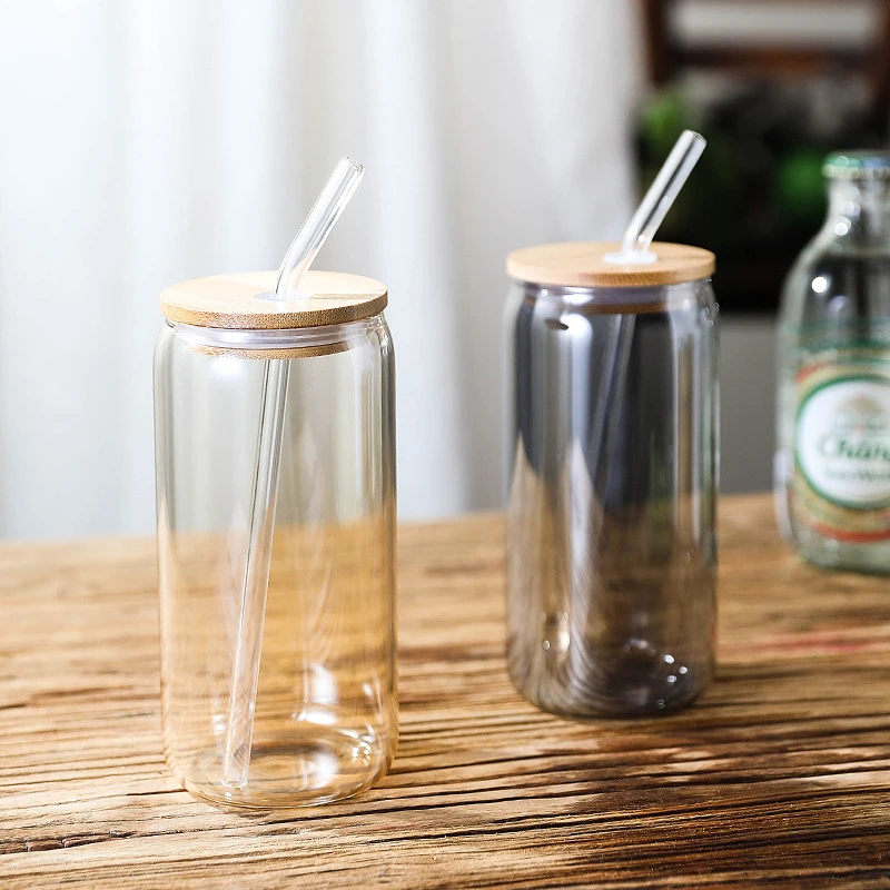 

(Logo Engrave) 550ML Large-capacity Glass Water Cup, Drink Cup With Lid and Straw, Coffee Cup, Tea Cup for Outing, Milk Cup