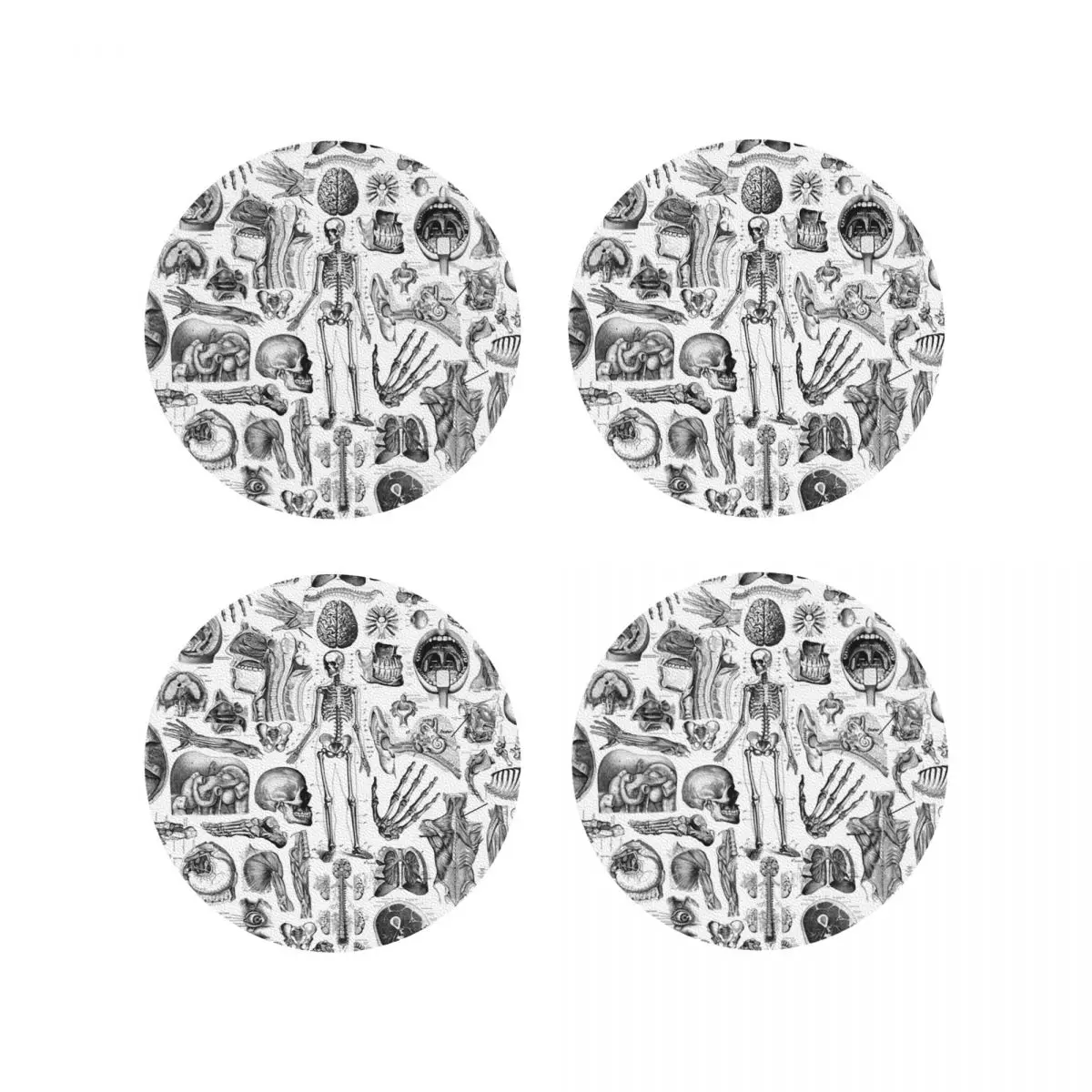 Human Anatomy White Print Coasters Kitchen Placemats  Insulation Cup Coffee Mats For Decor Home Tableware Pads Set of 4