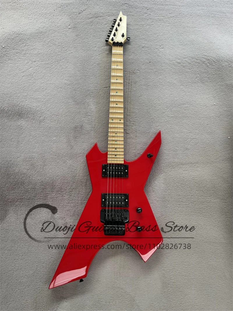 

Red Electric Guitar Gar Body Tremolo Bridge HH Pickups Maple Fingerboard Groove Frets Black Tuners Factory Customized