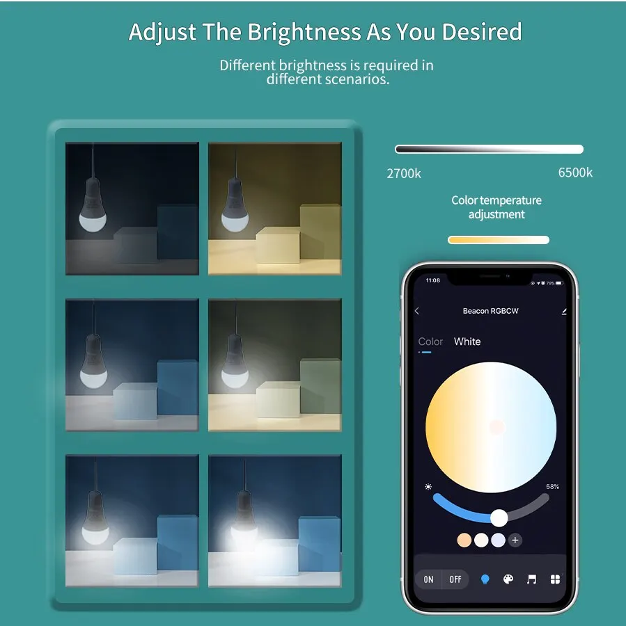 Tuya Smart Bulb E27 WiFi/Bluetooth dimmerabile lampadina a LED RGBCW 100-240V Smart Life App Control Support Alexa Google Home