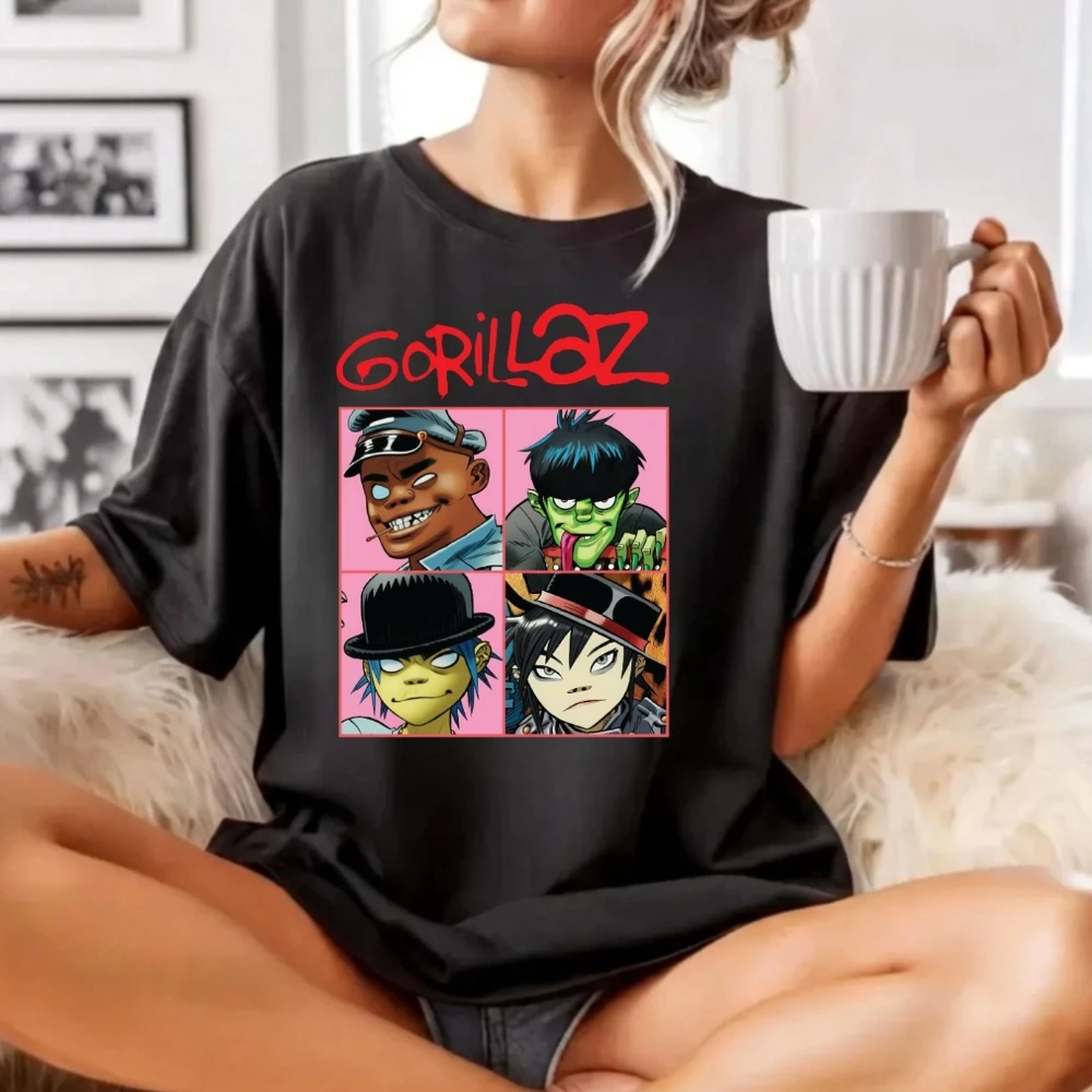 Gorillaz Band Graphic T-Shirt 90s Alternative Rock Cartoon Band Tee Indie top