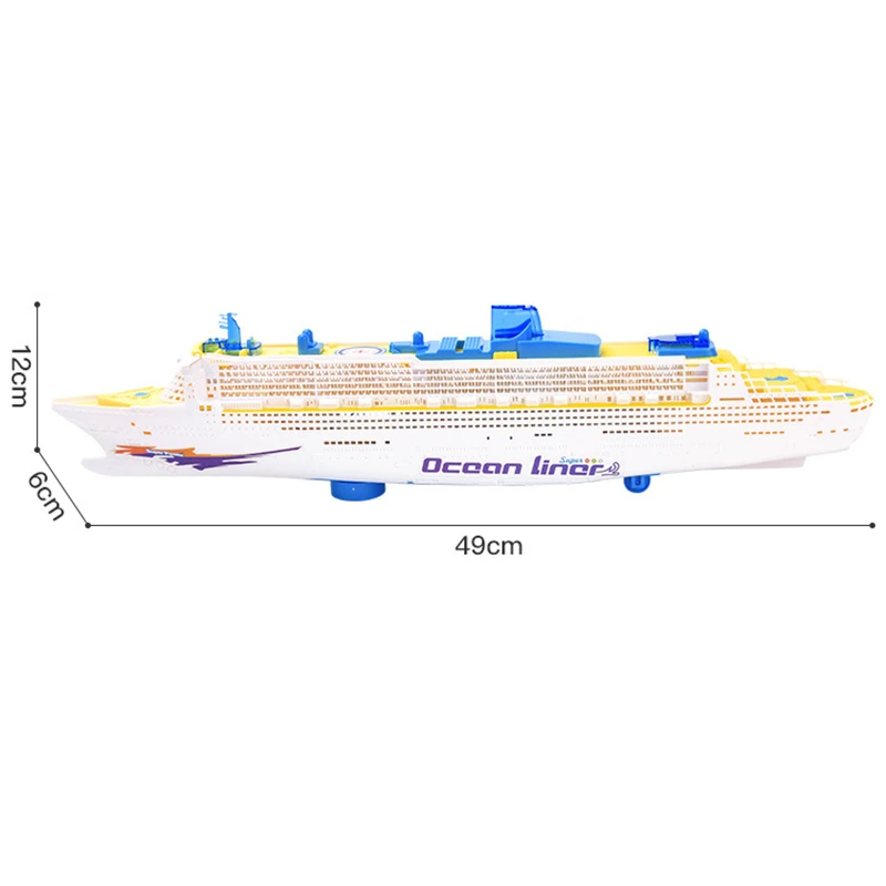 Crucero de juguete con luz intermitente y sonido, barco eléctrico, decoraciones náuticas divertidas