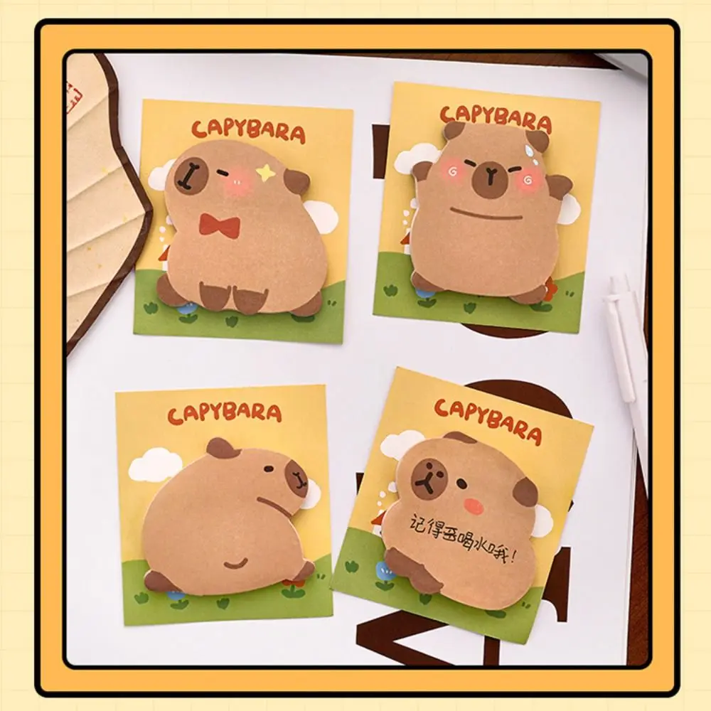 Bloc de notas autoadhesivo de dibujos animados Capybara, Bloc de notas de papelería, suministros escolares, 30 hojas, regalo