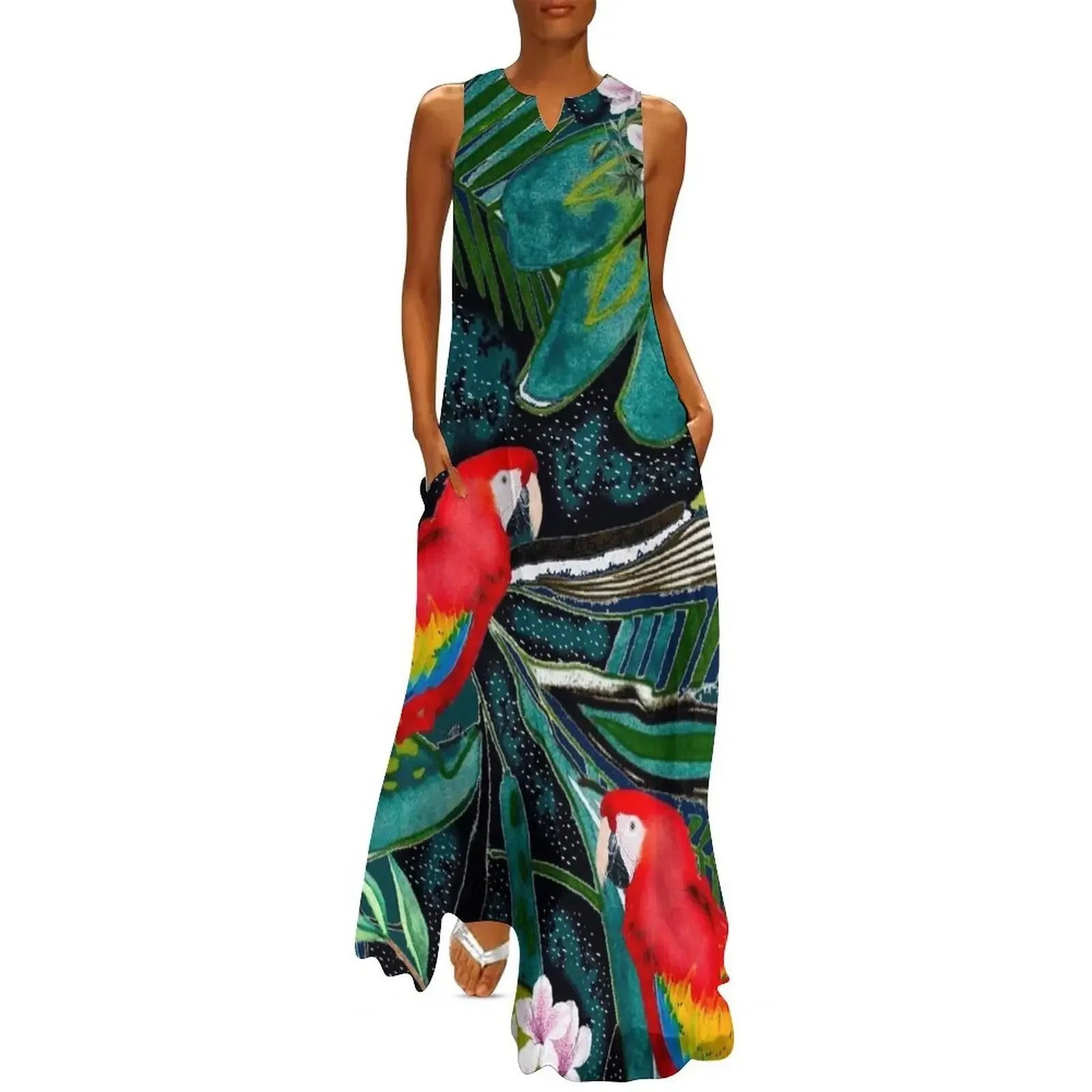 

Tropical Parrots Long Dress summer dresses women 2025 summer women's suit Casual dresses Women's evening dress Dress