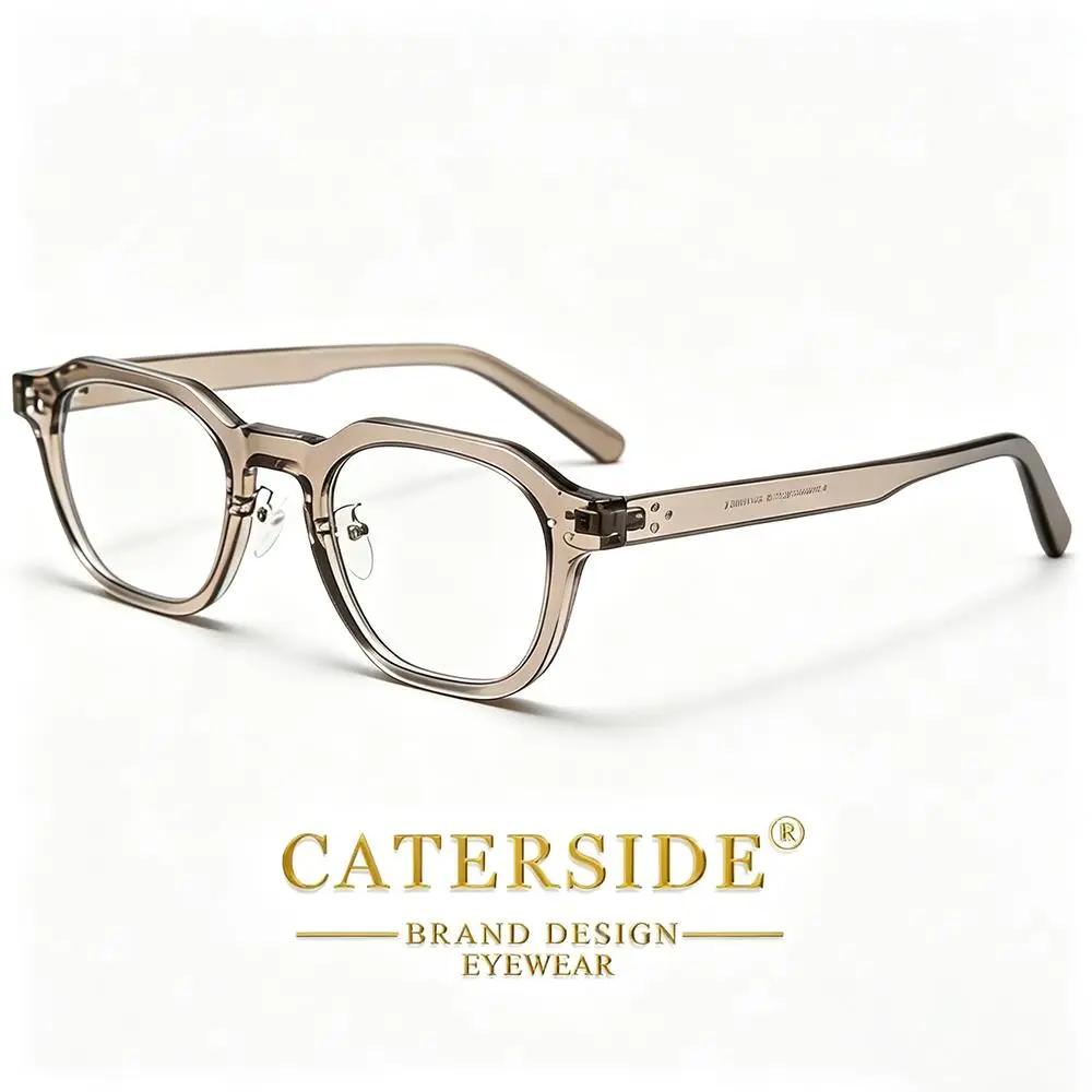 CATERSIDE Retro Herren Eckige Flache Leichte Brille Hochwertige Tr-90 Brillengestelle Damen Outdoor Business Festival Geschenkbrille – Detail 6