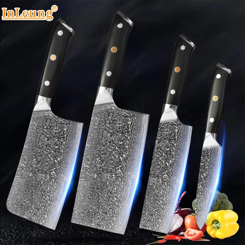 

Damascus Knife Kitchen Butcher Knives Bone Chopping Boning Chef Knives Wood Handle Fish Slicing Cutter Vegetables Meat Cleaver