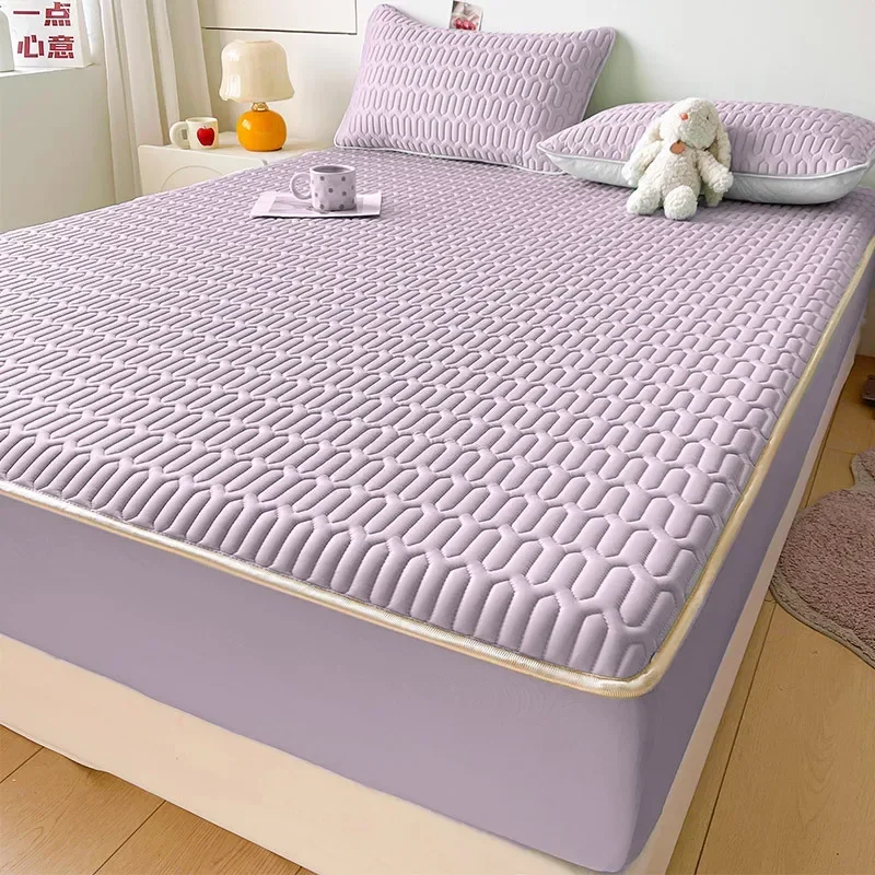 Summer Fitted Sheet, Ice Silk Mat Three-piece Set, Class A Bedspread, High-end Bed Cover, Mattress Protector, Latex Mat