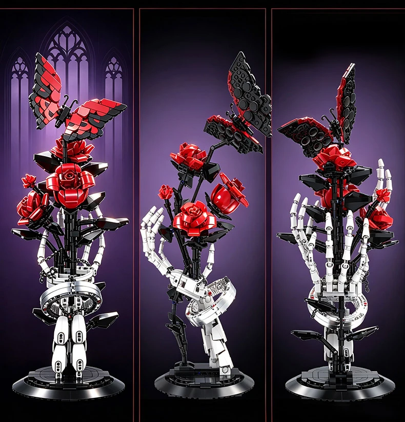 Idea Baustein Rote Rose Lernspielzeug Skelett Schmetterling Blume Handkonstruktion Baustein-Sammlung für Geschenke – Detail 4