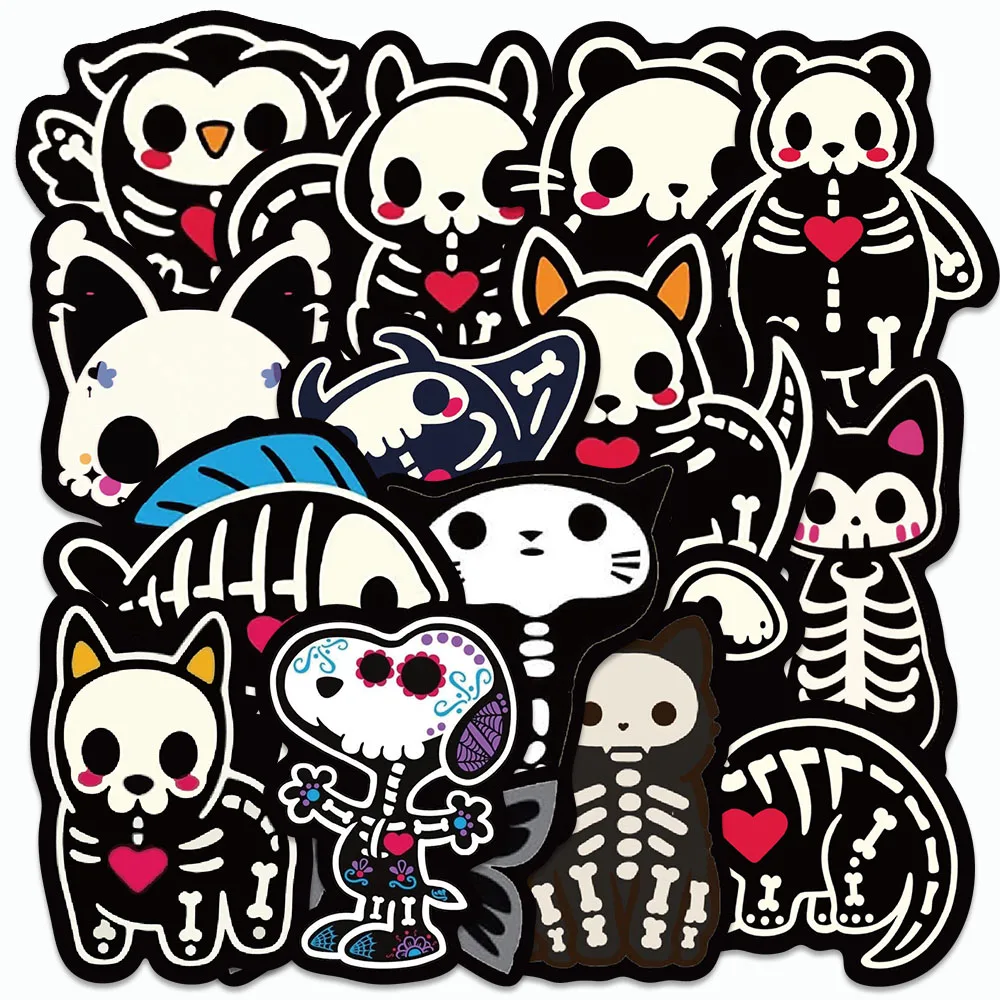 

50PCS Cool Animal Skeletons Stickers Cartoon Graffiti Decals For iPad Phone Case Skateboards Laptop Notebooks Decorate Stickers