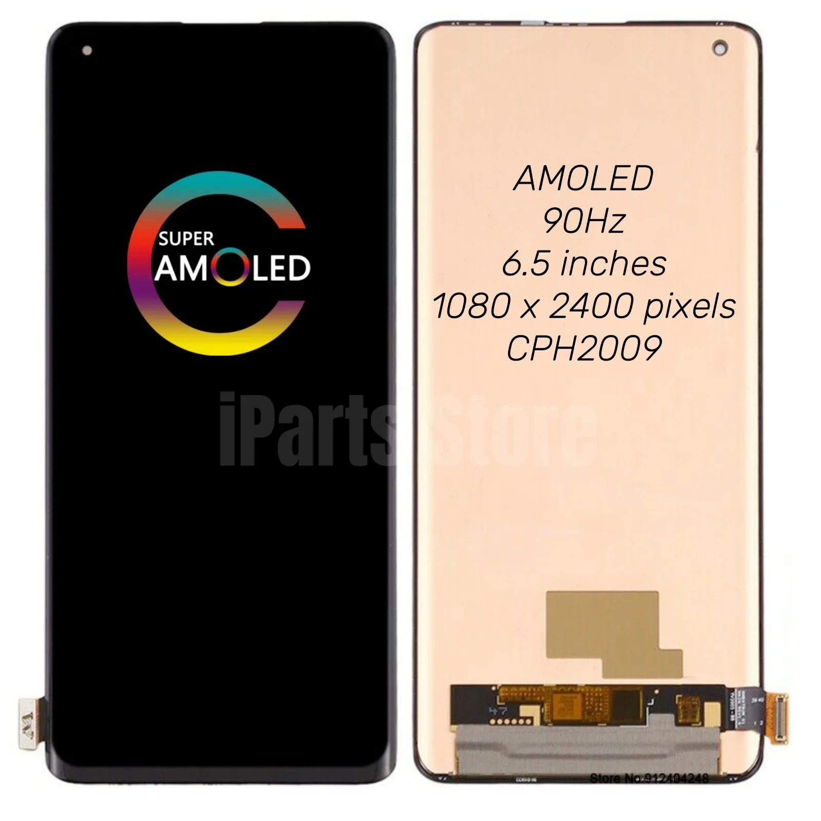 IParts-Replacement AMOLED Display Touch Screen Assembly for OPPO Find X2 Neo 5G Cph2009, Black Repair Parts