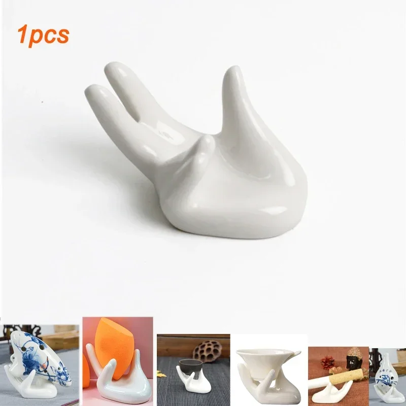 1Pcs Ceramic Hand Shape Kitchen Egg Cup Holder Container Office Desktop Business Card Moxa Stick Stand Beauty Egg Rack Gift