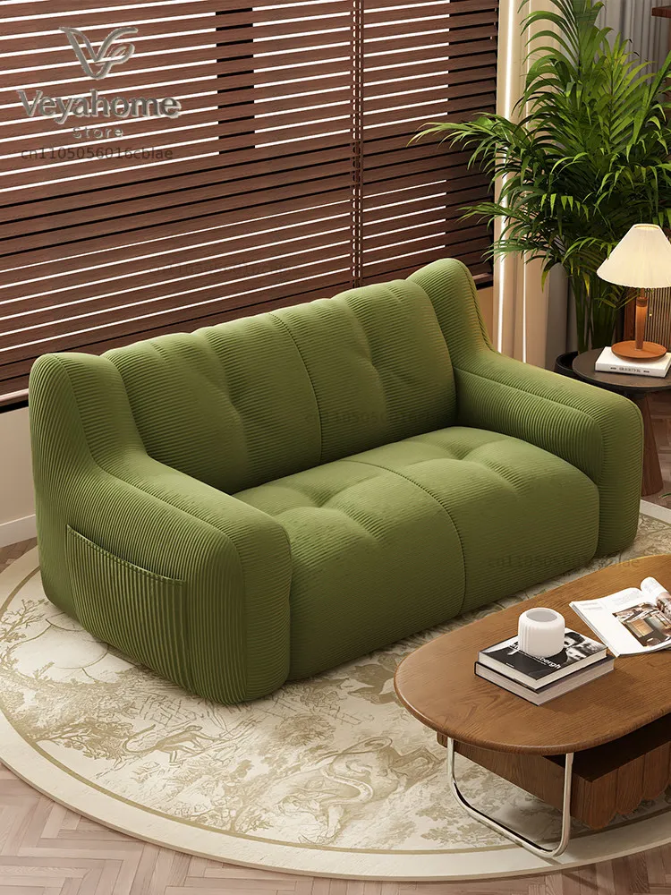 Fabric sofa new living room double sofa small apartment on the ground tatami bedroom cream wind lazy sofa chair