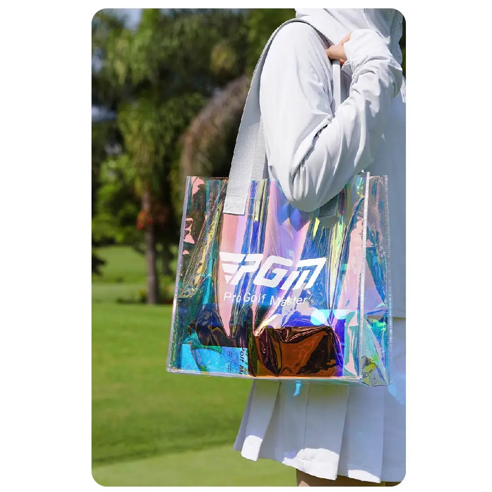 PGM Golf Clothing Bag Large Capacity Rainbow Tote Bags Handbag Shopping Bags PVC Golf Hand Bag Waterproof Tote Bag Storage
