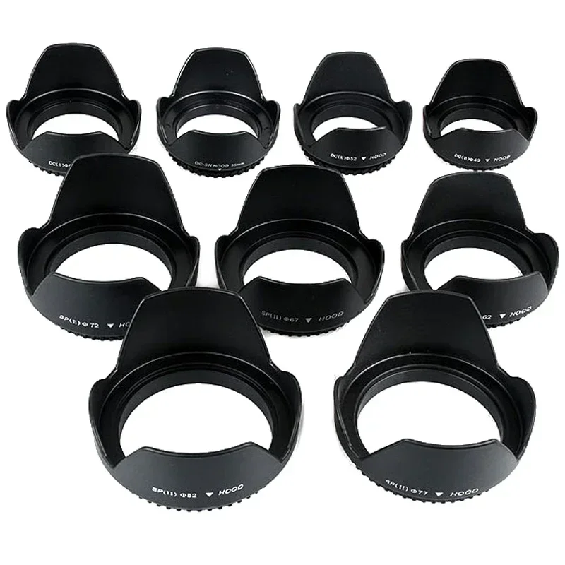 캐논 니콘 소니 카메라 렌즈용 나사 꽃 꽃잎 렌즈 후드, 49mm, 52mm, 55mm, 58mm, 62mm, 67mm, 72mm, 77mm