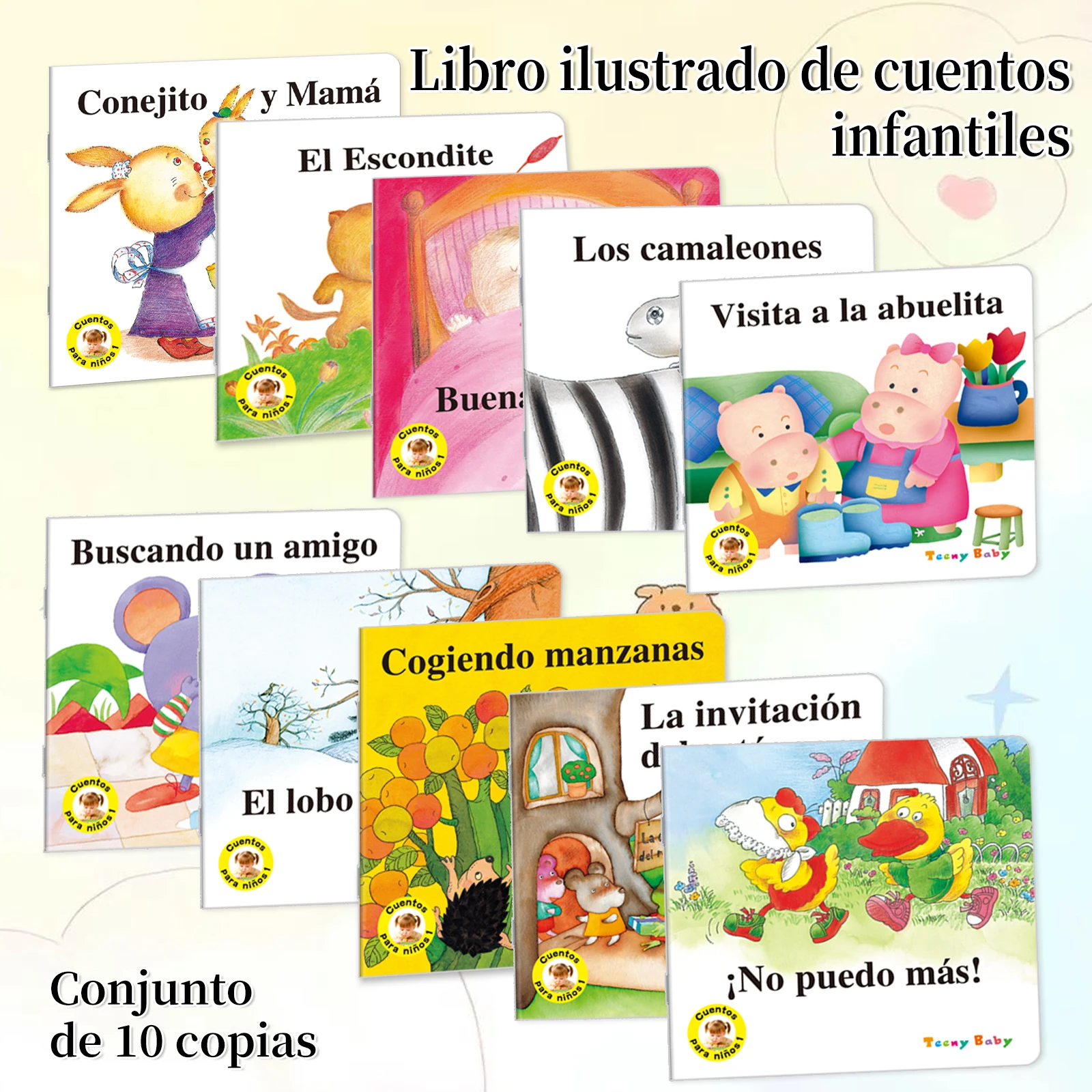 10 Books Set Spanish Classic Animal Character Picture Storybook Full Color Illustration Early Reading Bedtime Story Collection