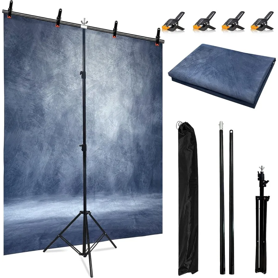 

6.5 x 5ft TShaped Backdrop Stand with Abstract Blue 6.5x5ft Professional Photography BackdropAdjustable Backdrop Stand Kit with