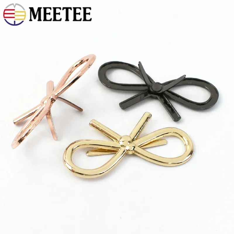 Meetee 5/10/20Pc 44*22mm Bow Shoes Buckle Metal Bags Clothing Decor Buckles DIY Leather Craft Luggage Hardware Accessories BD437