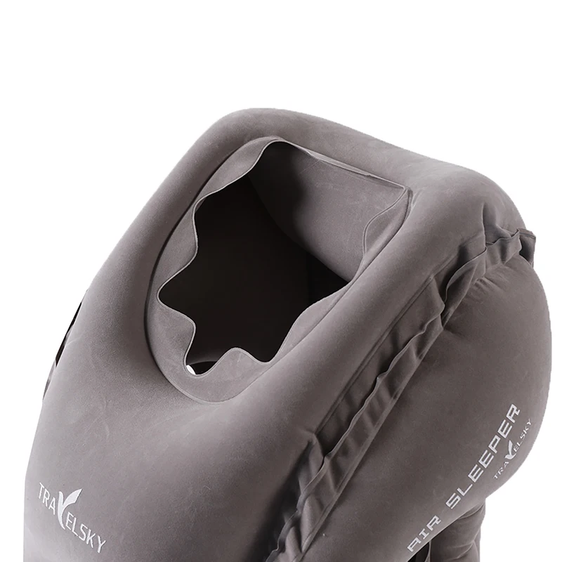 Flocking Travel Inflatable Office Student Nap Sleeping Pillow, Long-Distance Train Airplane Pillow
