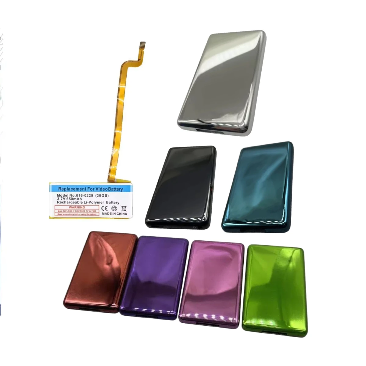 

Для iPod Video 5th Classic 6/7th синяя металлическая задняя крышка + аккумулятор 650 мАч — подходит для тонких моделей 30 ГБ/80 ГБ/120 ГБ/160 ГБ