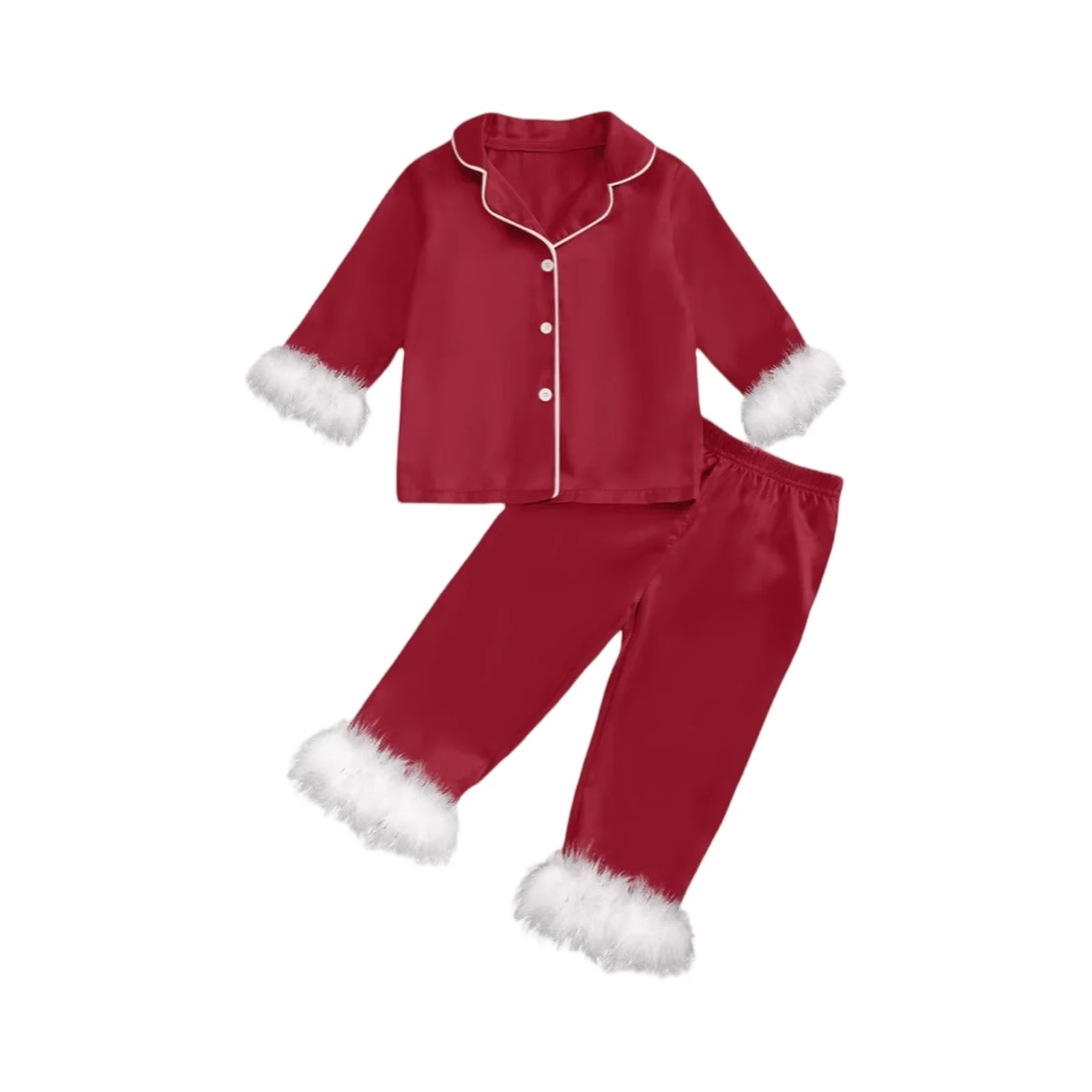 طقم ملابس نوم للأولاد والبنات - سترة صوفية وأكمام طويلة وقاعدة بيجامات، خريف وشتاء غامض مريح مكون من قطعتين بيجامة Se #1