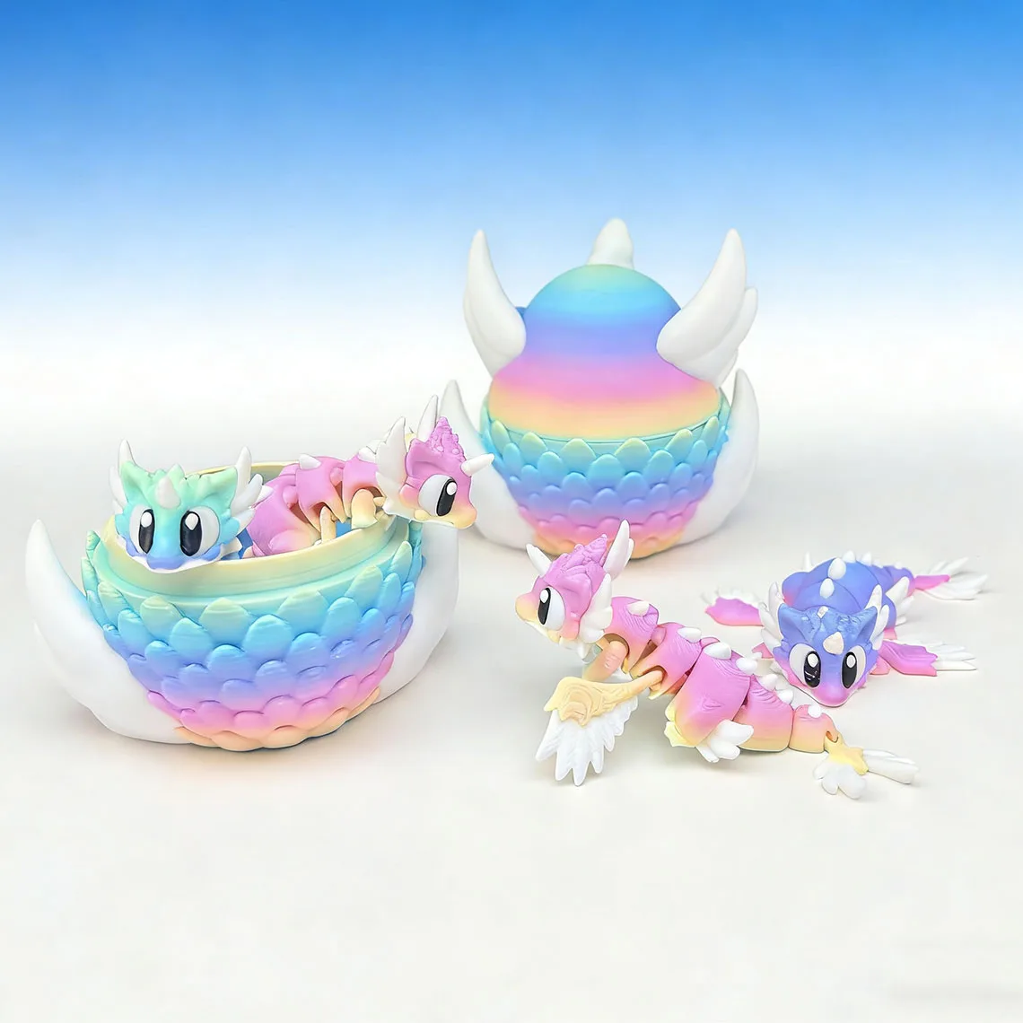 Hatchling Dragon,3D Printed Articulated Baby Dragons with Fantasy Eggs,Easter Dragon egg,Cute Sensory Desk Pet,Pocket Worry Toy