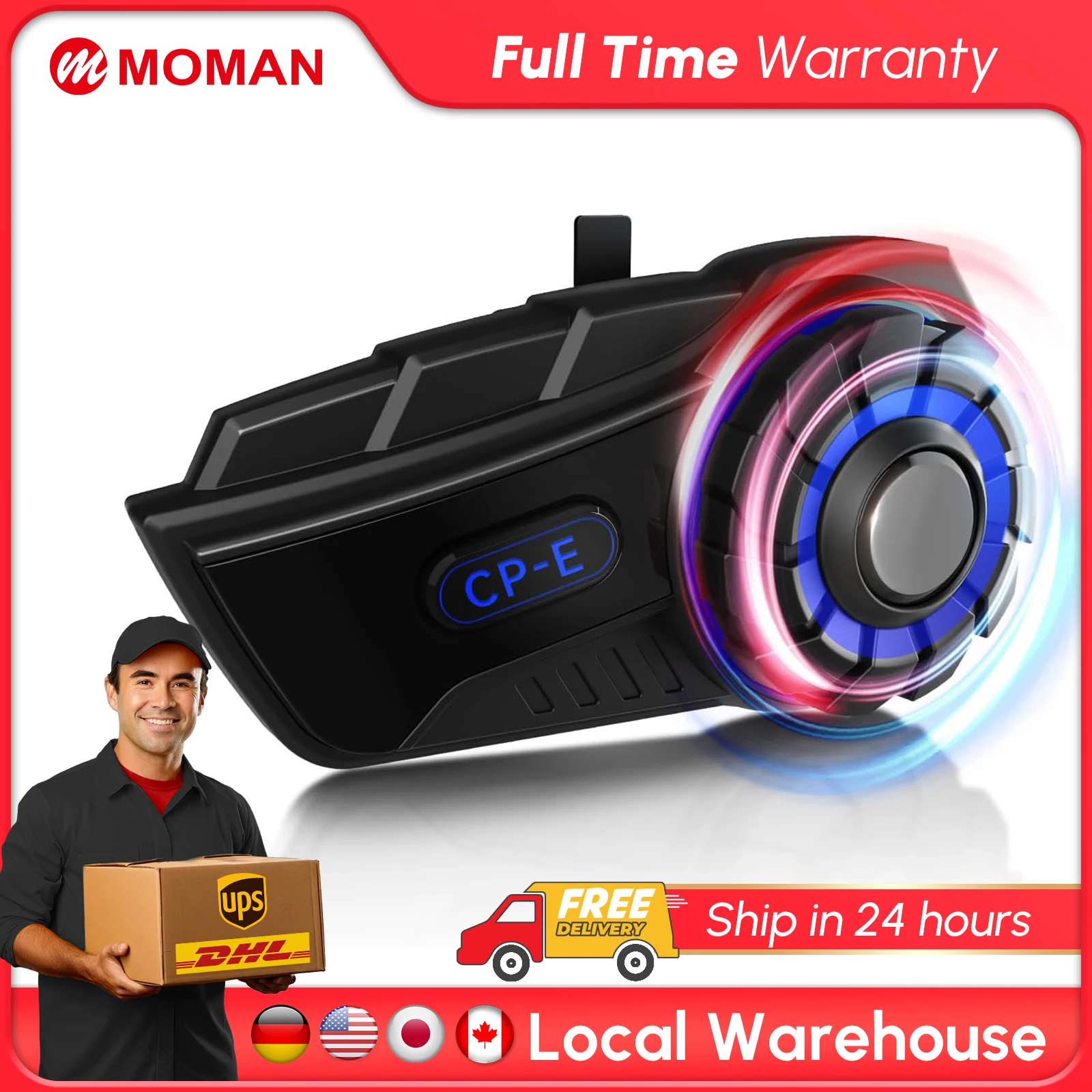 NEW Moman Motorcycle Intercom CP-E Motorcycle Helmet Headset 6 Motorcyclists 2000M Communication System Universal Connectivity
