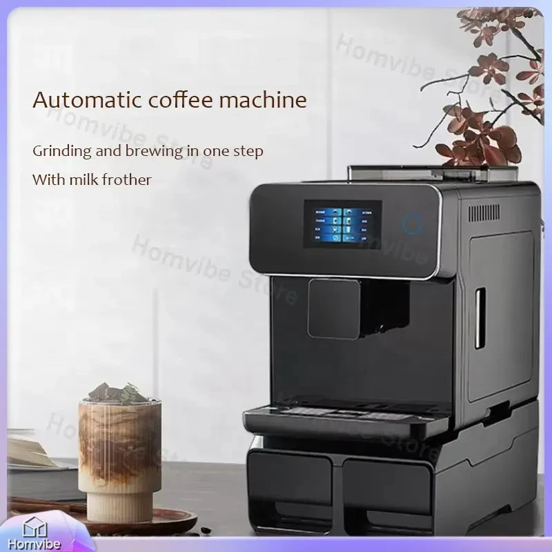 220V Fully Automatic Espresso Coffee Machine with Built-in Grinder Milk Frother for Cappuccino Latte Americano