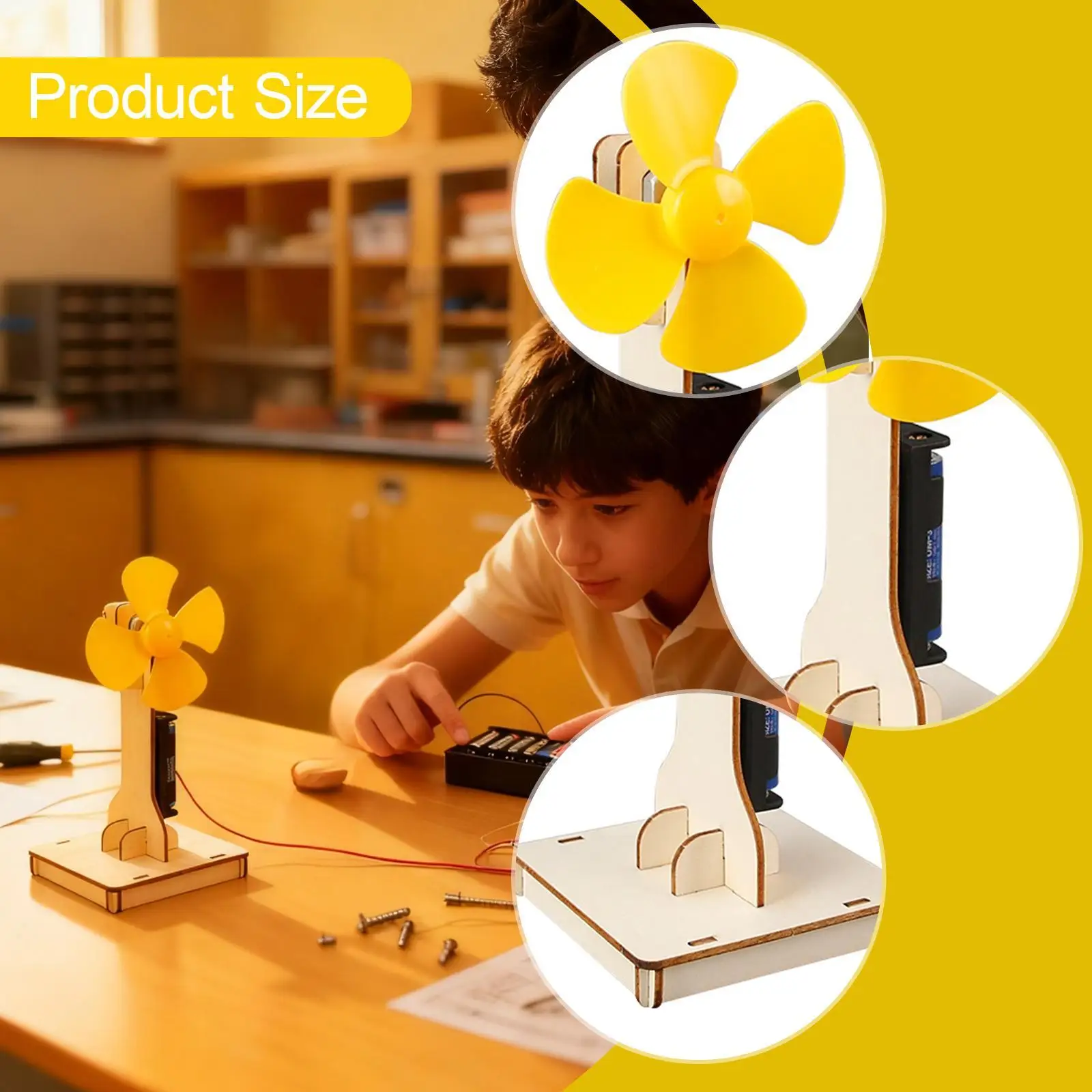 Experimento científico de aprendizagem educacional de ventilador DIY para crianças meninos meninas crianças