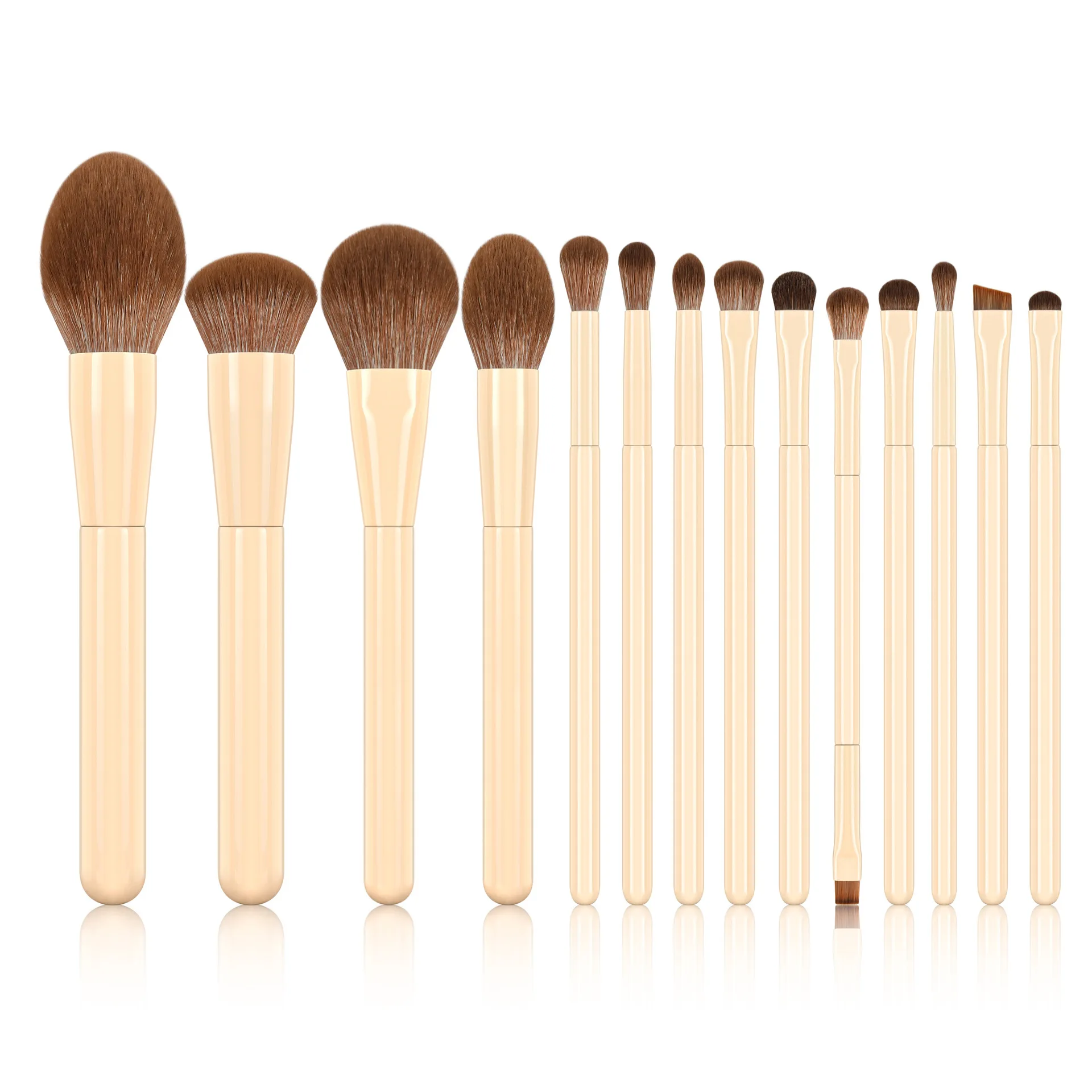 14 قطعة مجموعة فرش الماكياج شعار مخصص الاصطناعية فرشاة كريم أساس مسحوق كونتور عينيه اينر مزج أداة بالجملة 5 مجموعات