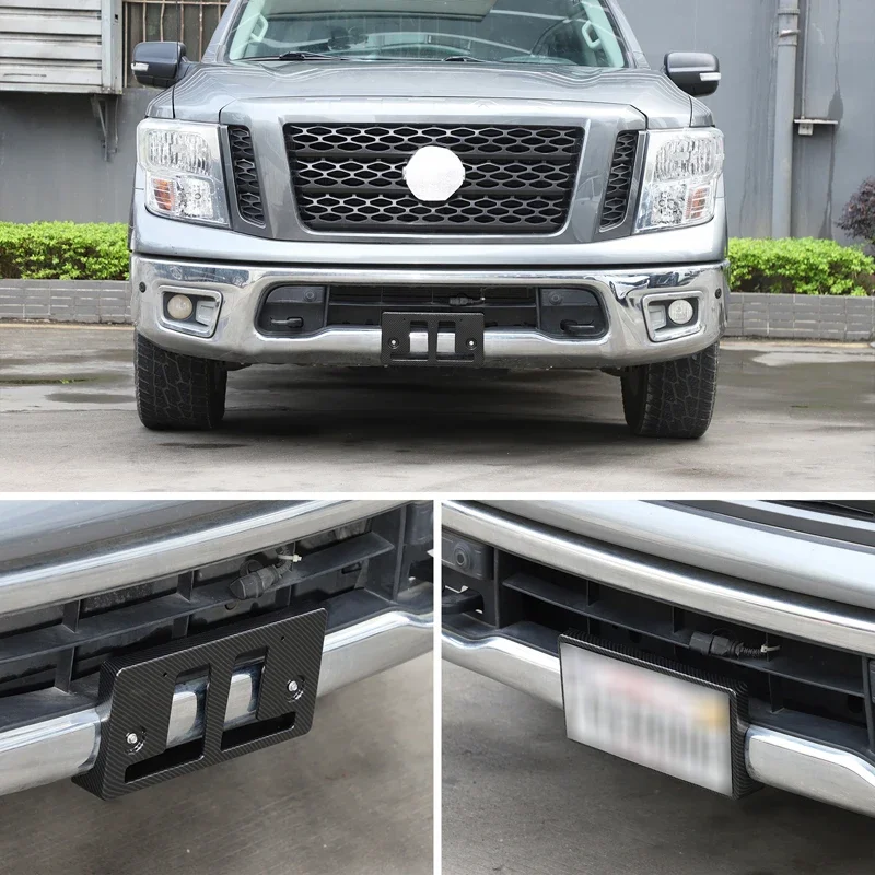 pour-nissan-titan-2016-2019-version-americaine-plaque-d'immatriculation-avant-cote-remorque-support-de-plaque-d'immatriculation-sans-poinconnage-support-de-plaque-d'immatriculation