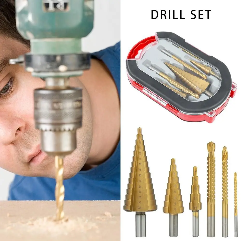 

Premium Titanium Step Drill Bit Set Gold Multi-Size Core Hole Opener Titanium Step Drill Drilling Applications