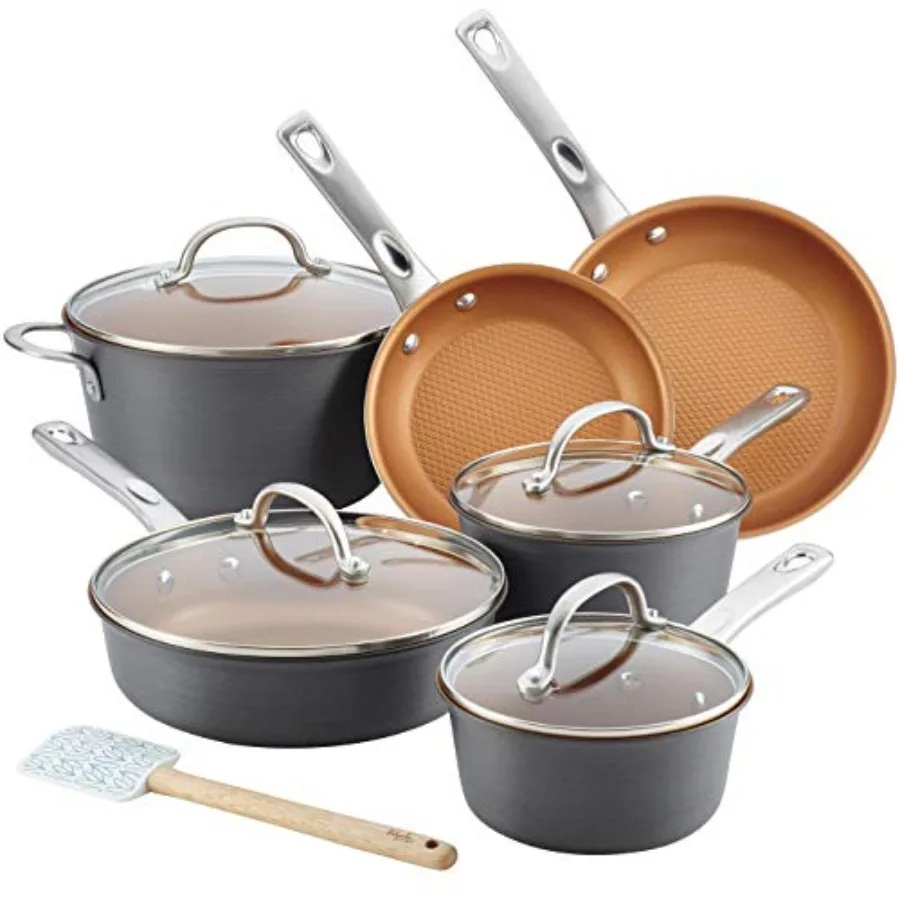 

11piece Home Collection Cookware Set in Brown Sugar Finish for Everyday Cooking and Meal Preparation Durable NonStick Surface w