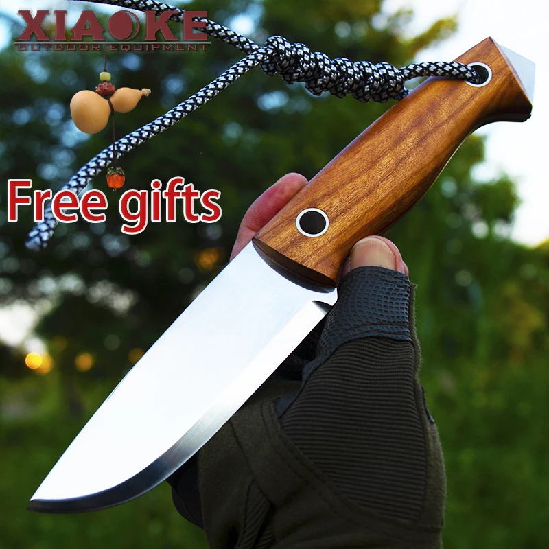 

12C27 Sandvik Steel Fixed Blade Knife for Outdoor Survival, Hunting Camping. Olive Wood & G10 Handle Tactical Bushcraft Knife