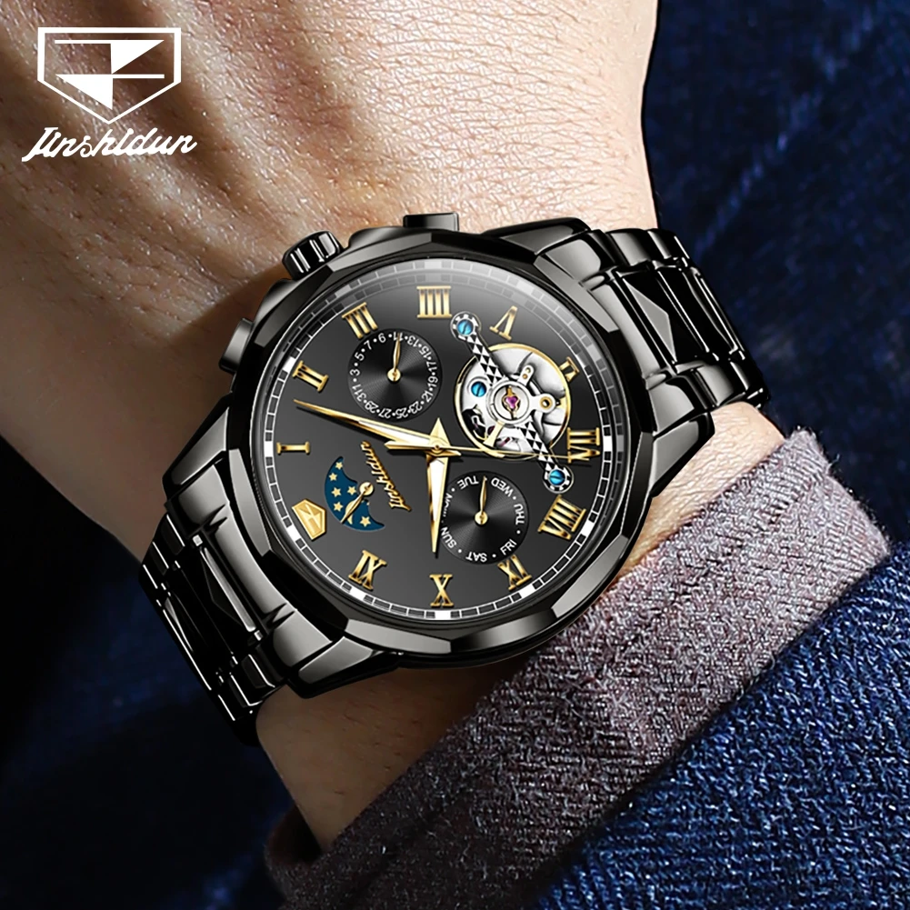 JSDUN Original Luxury Man Watch New Waterproof Tungsten Steel Men Automatic Mechanical Watch Casual Fashion Men\'s Wrist Watches