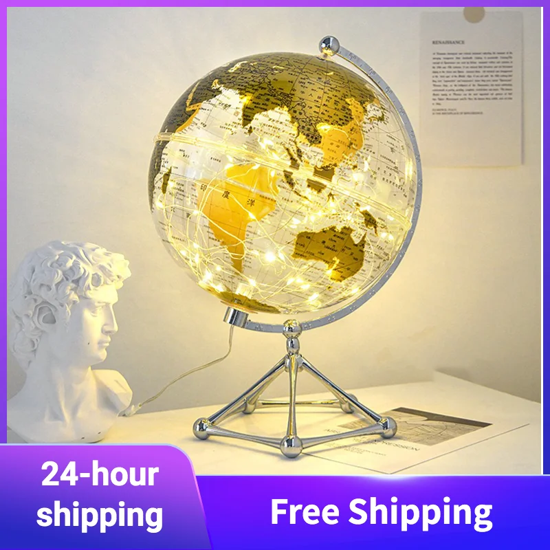 LED Transparent Mova Globe Home Decor Light Luxury Home Ornament Living Room Study Office Table Decorations Globe Earth Decorate