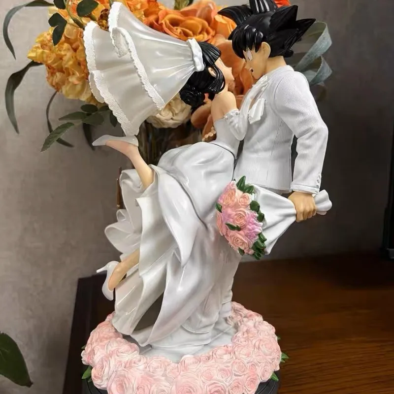 New 31cm Anime Action Figure Dragon Ball Son Goku And Chichi Marry Wedding Decoration Collectible Model Toys  Gifts