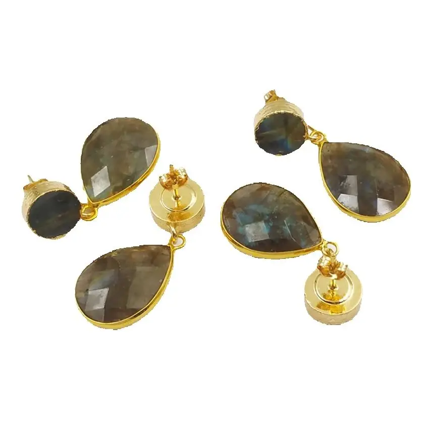 WT-E441 Simply Design Sparkly Exquistie Natural Labradorite Earring Tear's Drop Shape Earring For Women Wedding Bridesmaid