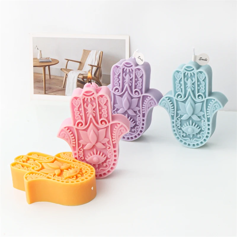 1pc DIY Silicone Candle Mold, Hamsa Hand Shaped Silicone Mould For Soap Resin, Candle Making Supplies Tool