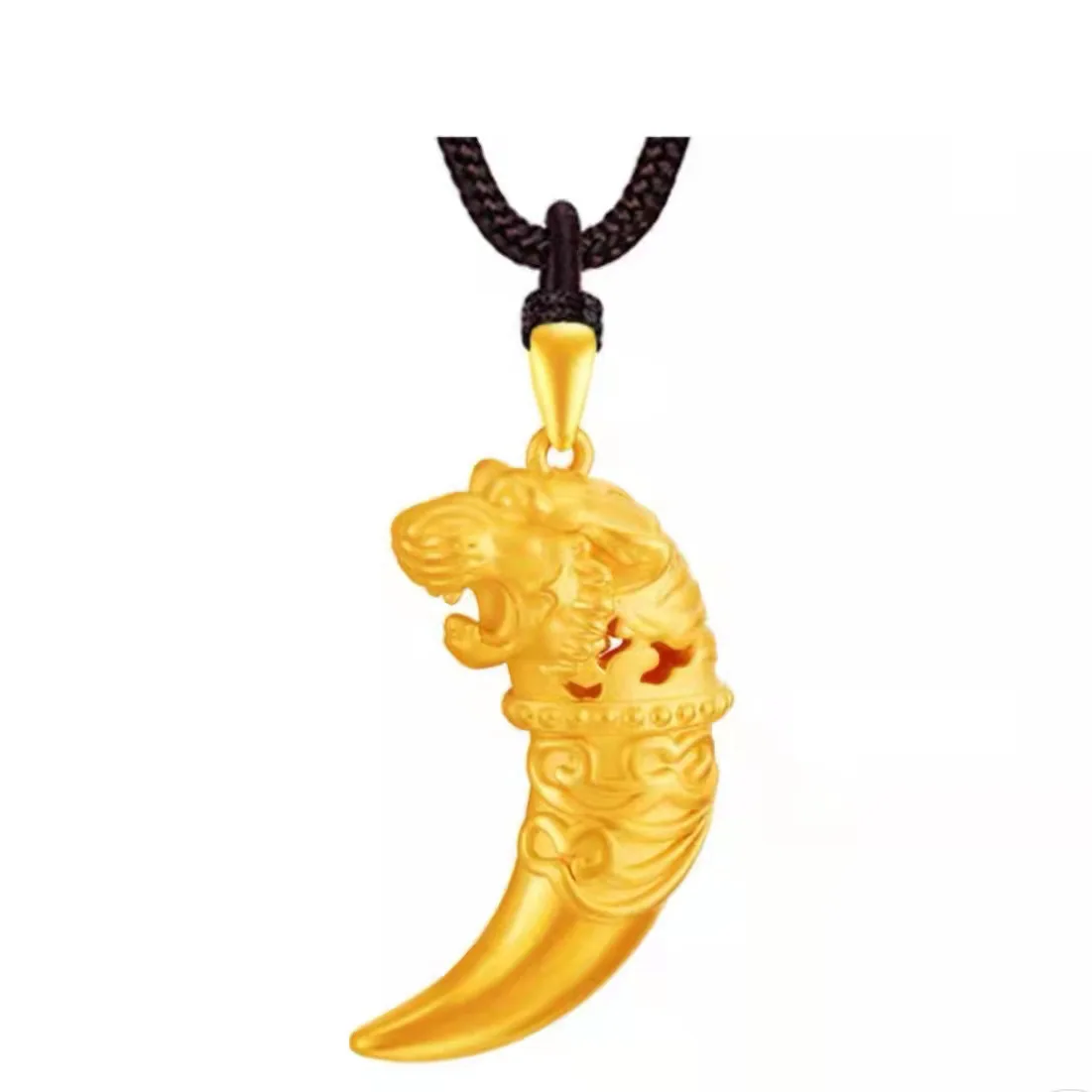 

Men's 24K Gold AU999 Stylish & Bold Tiger Fang Pendant | 3D hollow design with swinging mechanism, edgy for urban wear