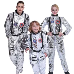 Costume d'astronome imbibé d'espace pour hommes et femmes, costume de performance d'Halloween, habillage de fête, argent, adulte, enfants
