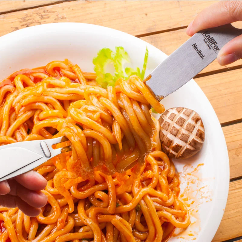 Nextrool Portable Stainless Steel Camping Picnic Cutlery Knife Fork Spoon Folding Knife Multi-tool Flatware Tableware Travel Kit