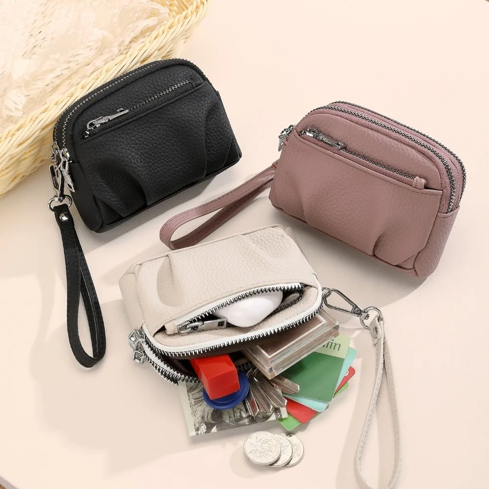 PU Leather Women's Wallet Fashion Short Coin Purse Card Holder Small Ladies Wallet Female Three Zippers Mini Clutch Purses