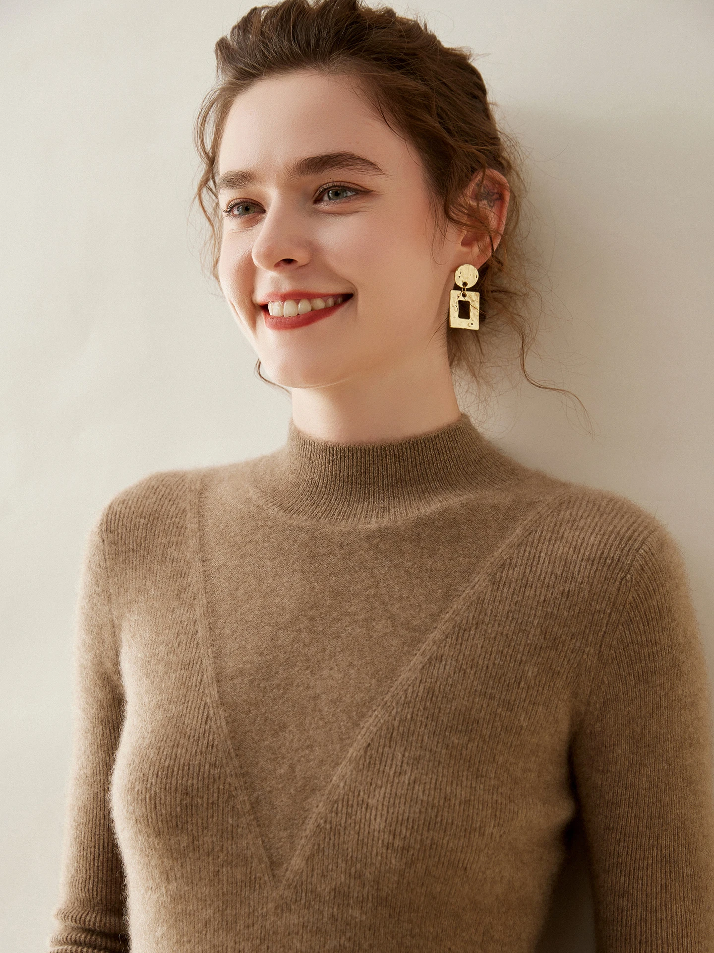 

Women's Thiened f-High Collar Knitted Sweater Autumn Winter Faionable Warm Base Layer irt for Middle-Aged Mothers