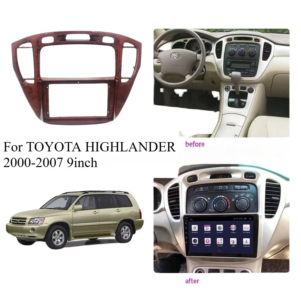 

1pc Dashboard Frame For TOYOTA HIGHLANDER 2000-2007 9inch Direct Fit Car Radio Accessory Mount Easy Installation No /Electronics