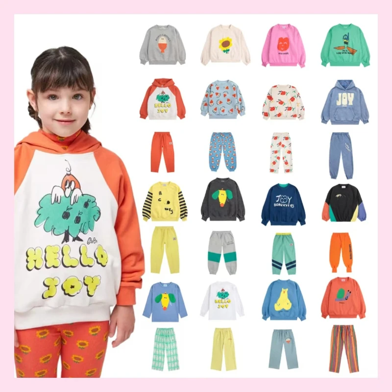 OUYANG&IVAN Kids Sweatshirts and Sport Pant Clothing Sets 2025 New Spring Bc Boys Girls Cute Sweaters Outwear Tops