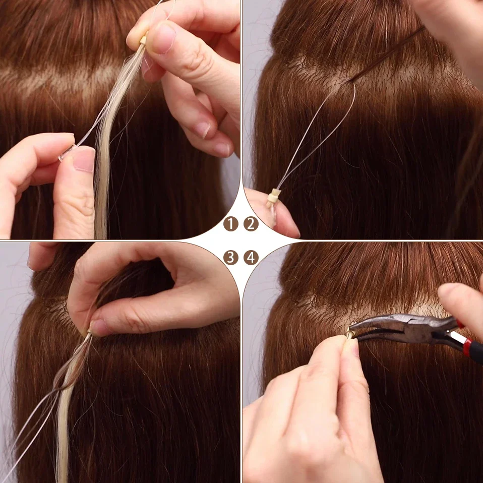 TESS 20inch Micro Loop Hair Extensions Thick Human Hair Micro Link 1g/strand Micro Ring 50pcs Straight Natural Hair Extensions